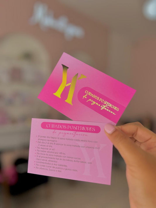 TARJETAS DE CUIDADOS CON FOIL